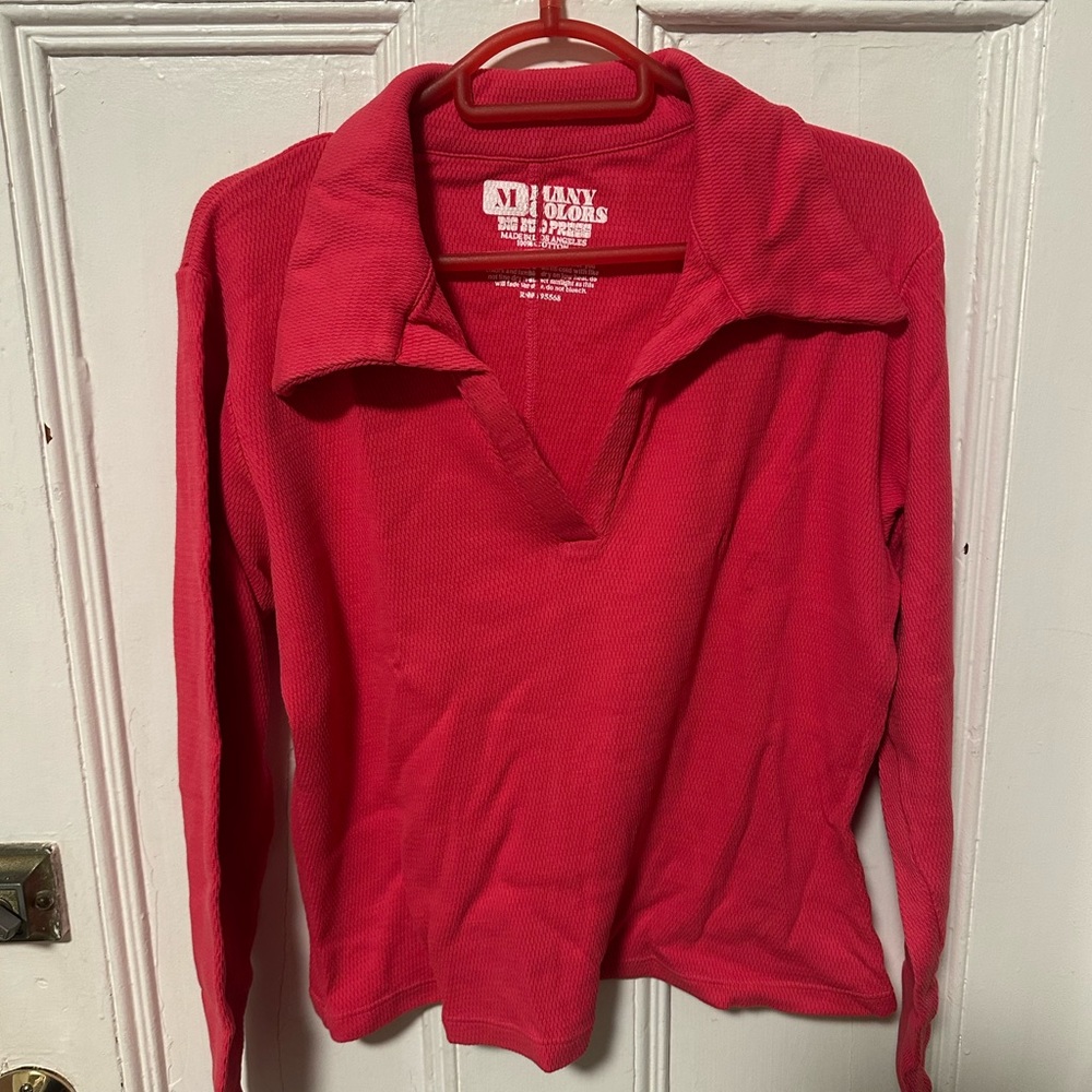 Big Bud Press long-sleeved fisherman’s polo Pink size M NWT